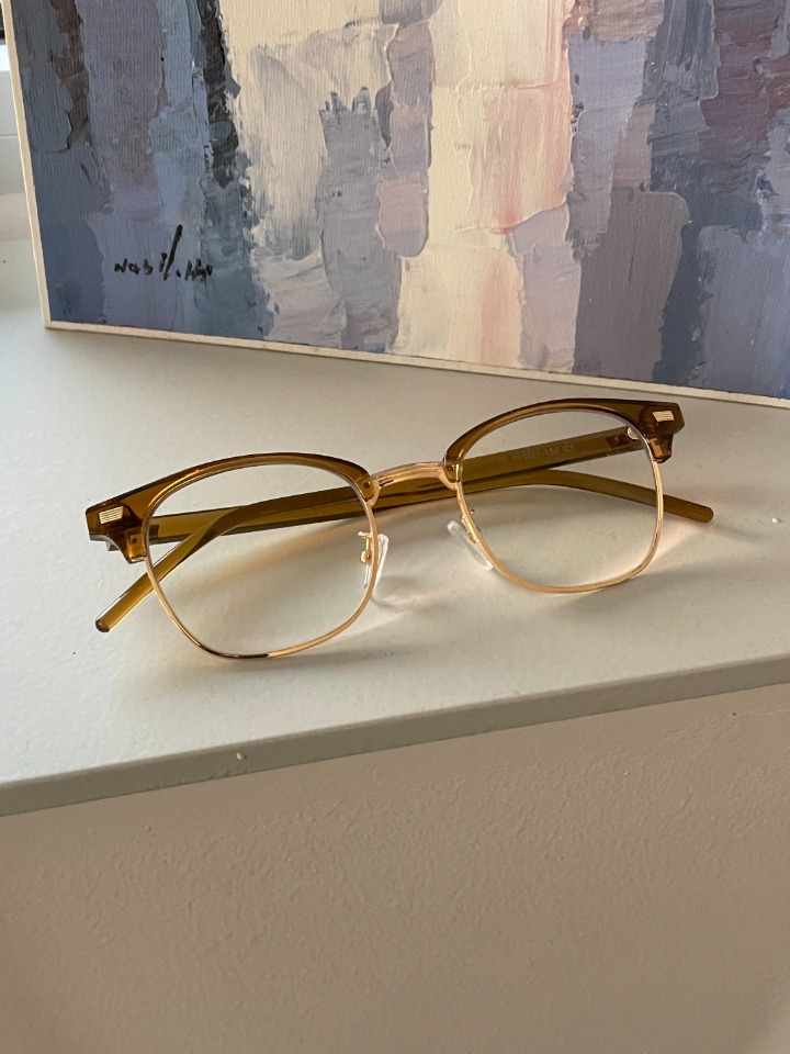 Square Half Frame Glasses (Brown)